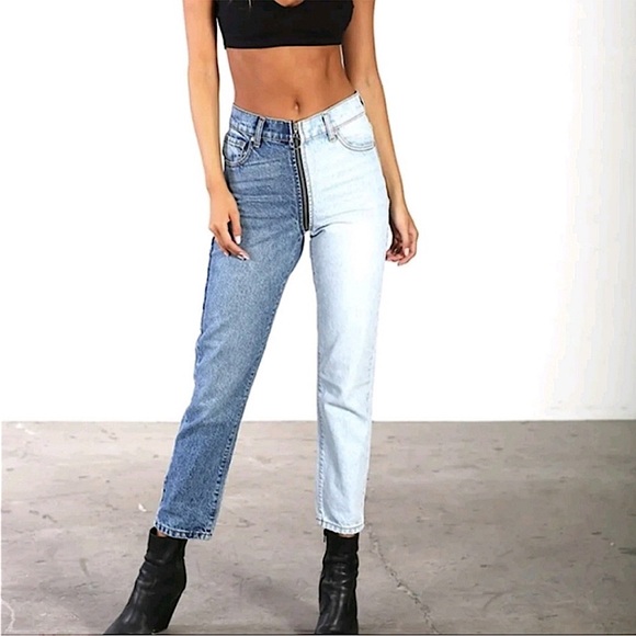 REVICE Yin Yang two tone zipper blue jeans size 28 like new - Picture 2 of 15